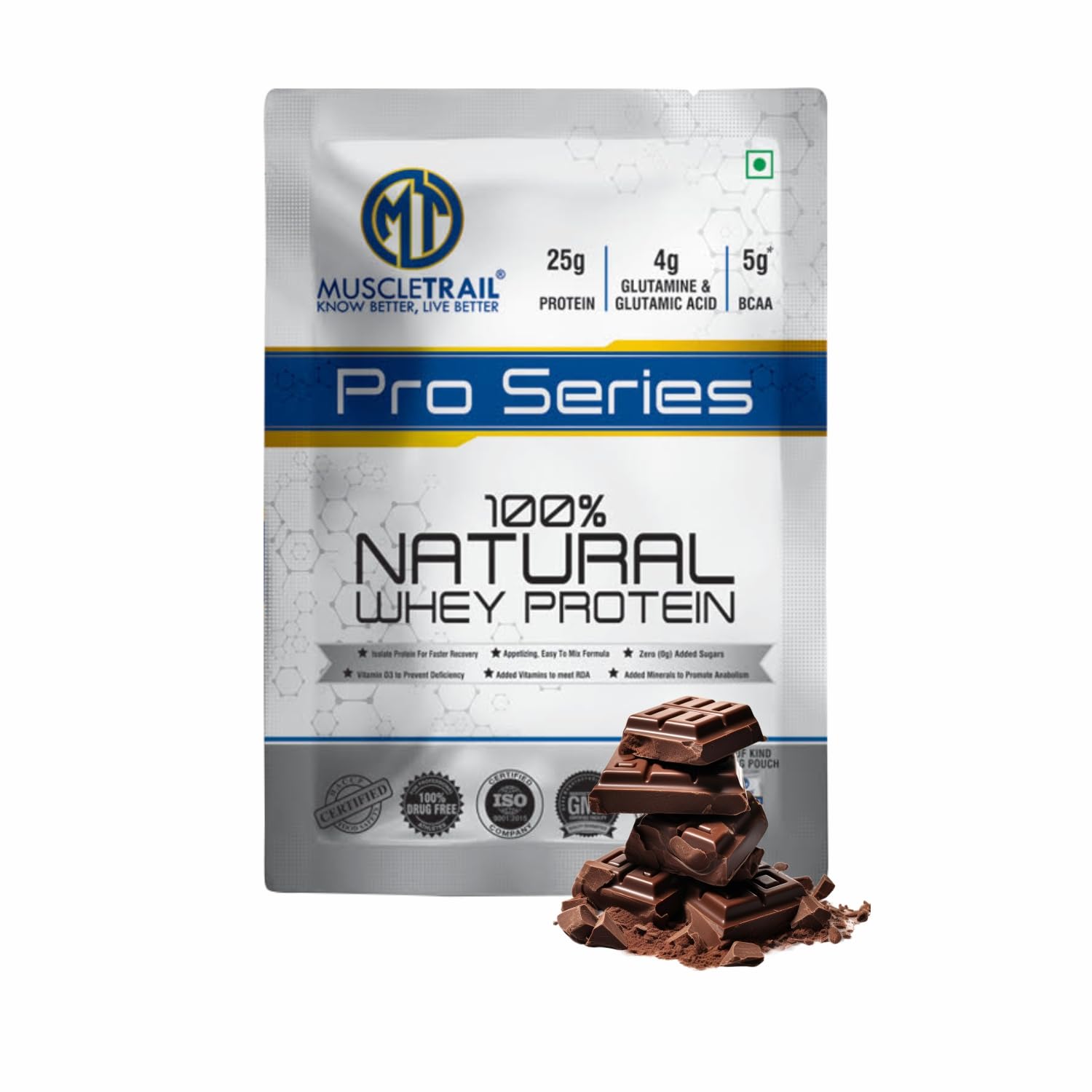 Pro Series 100% Natural Whey Protein, A-Grade, Low Carb & Fat, Zero Sugar, Lab Tested (1 SERVING, Dutch Chocolate)