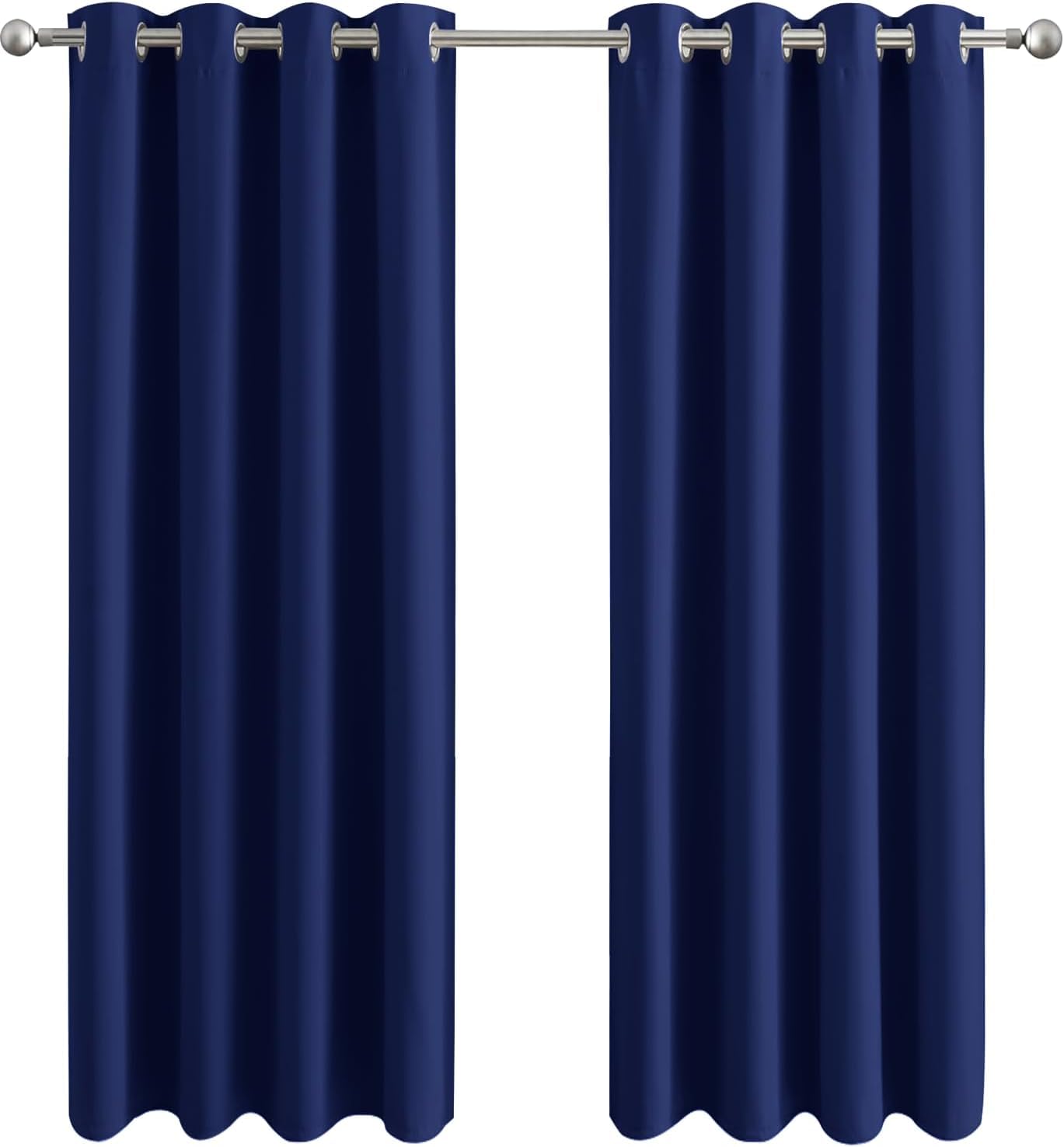 Aspire Homeware Navy Blackout Curtains For Living Room 46X72 Inch Eyelet Curtains For Bedroom Super Soft Privacy Curtain And Drapes 2 Panels With Tiebacks