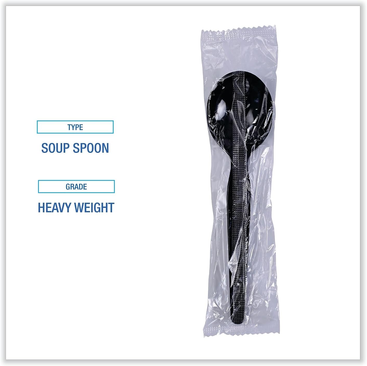 Boardwalk SOUPHWPSBLA Heavyweight Polystyrene Cutlery, Soup Spoon, Black, 1000/Carton