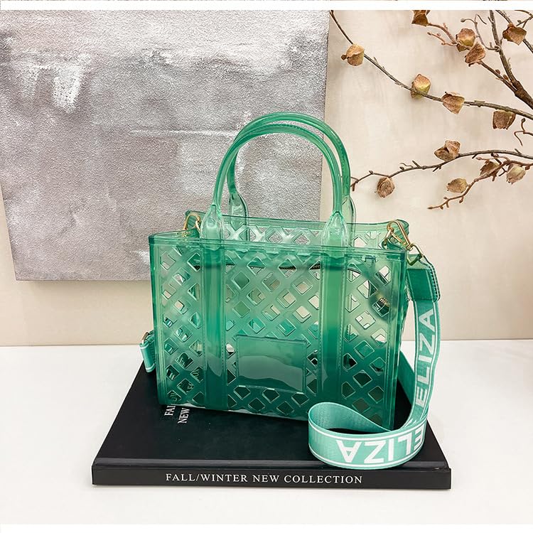 Jelly crossbody bags for women Jelly tote bags for women Jelly bag tote large Handle Handbag Jelly Storage Bag（light green）3