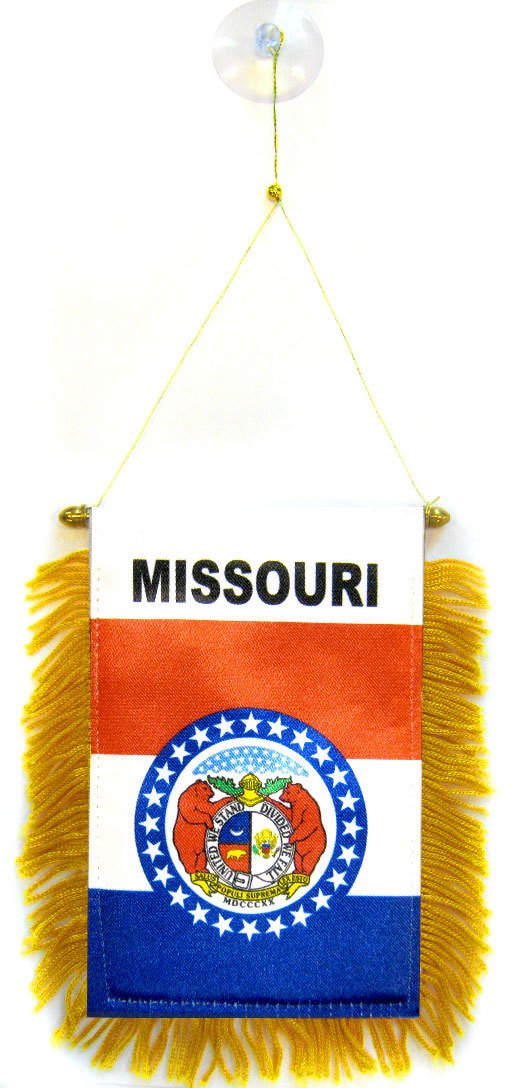 AZ FLAG, Missouri Mini Banner, 6'' x 4'', 100% Polyester US state of Missouri Small Pennant for Car