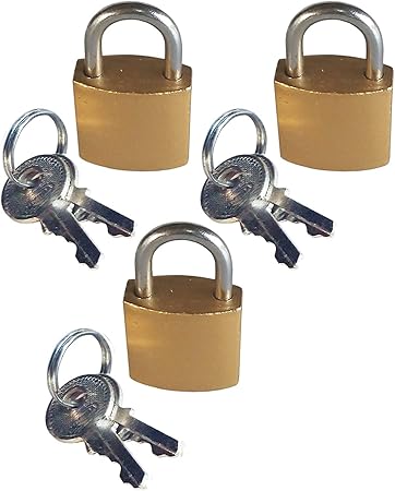 PUTHAK 25mm Mini Brass Square Padlock 2 Keys Included - 3 Combo Packs