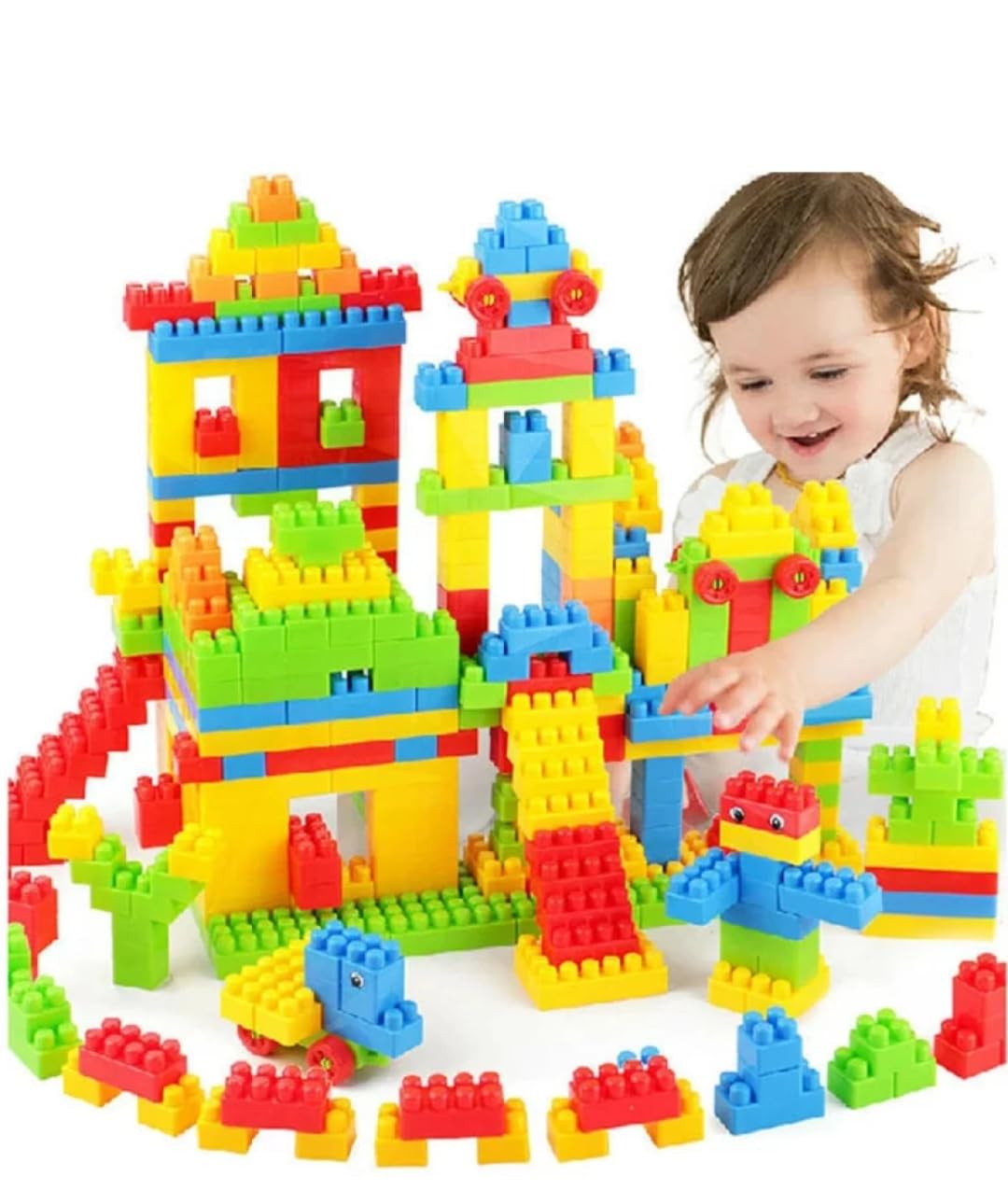 MRWINDJ Plastic Building Blocks for Kids Puzzle Games for Kids, Toys for Children Educational & Learning Toy for Kids, Girls & Boys - (75+ Blocks with Wheels) Multicolor (B0D2N5C6GL) Amazon Price History, Amazon Price Tracker