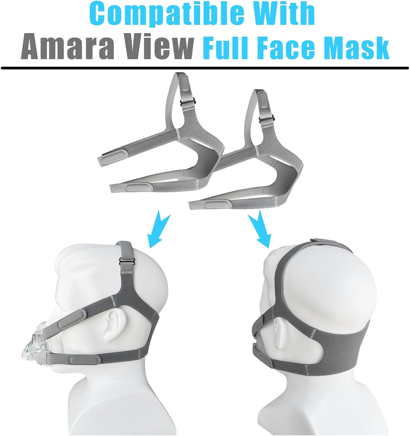 2 Packs Replacement Amara View Headgear Closed Edges Adjustable Amara View CPAP Mask Strap CPAP Headgear Strap(Without Mask)