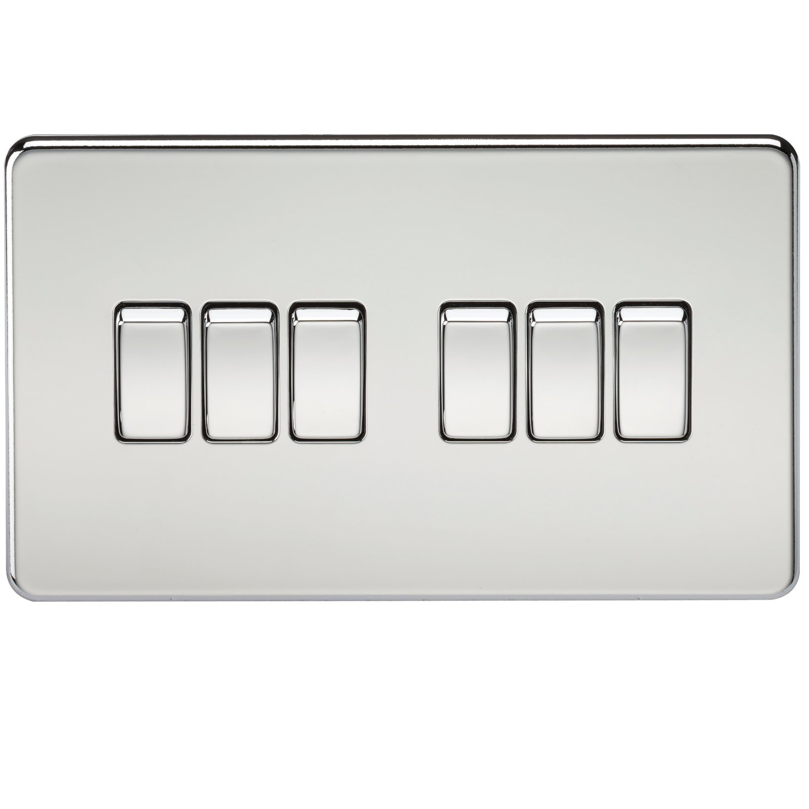 Knightsbridge Polished Chrome Sf4200pc Screwless 10 A 6-Gang 2 Way Switch,