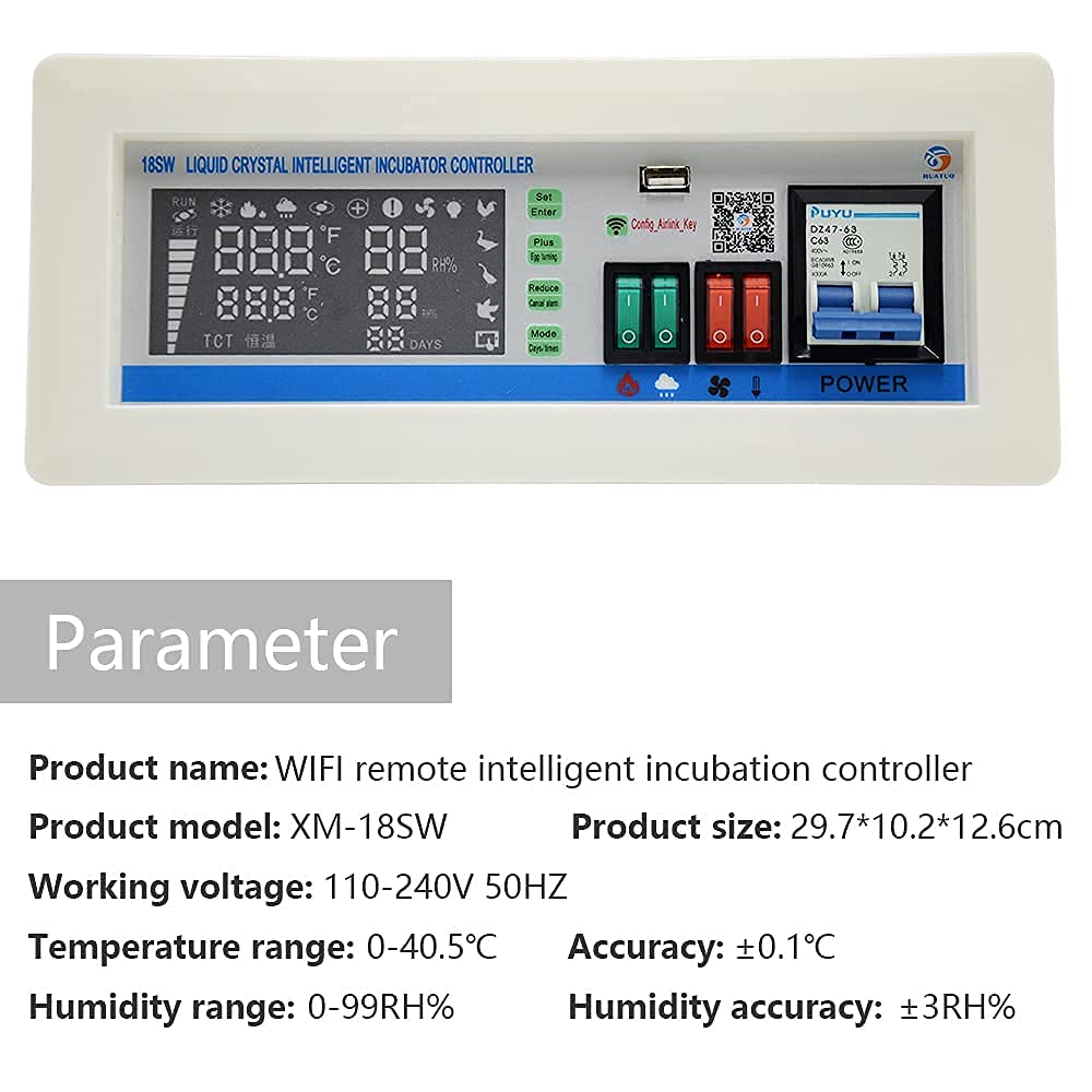 Controlador de Humedad Controlador de Temperatura Digital Controlador automático de incubadora termostato Digital Sensor de Temperatura y Humedad Laboratorio 110V-240V / 1000W