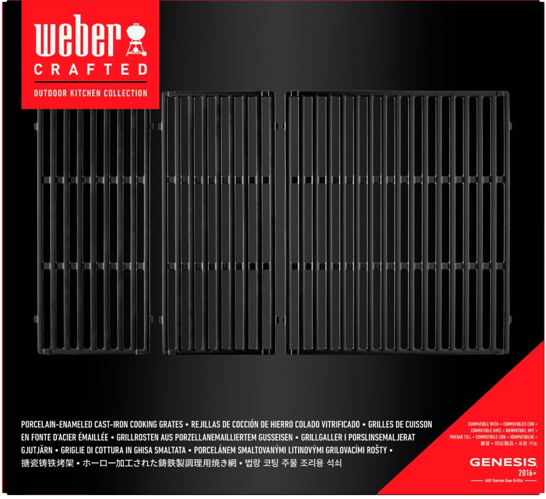 Weber Crafted Ruszty, Pasujące do Genesis Serii 400 (Od 2016), Trzyczęściowe, z Żeliwa Emaliowanego Porcelaną, Czarny (7854)