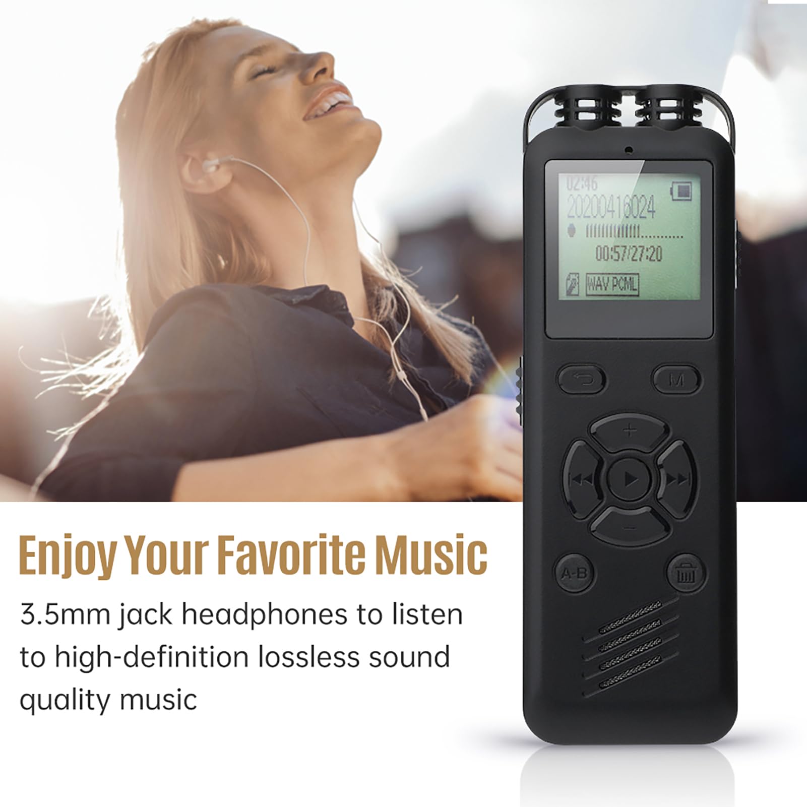 Enregistreur Vocal, Enregistreur avec 20 Heures d'Enregistrement Continu Enregistreur Audio de 8 Go pour Enregistrement Sonore Clair et Persistant (32GB)