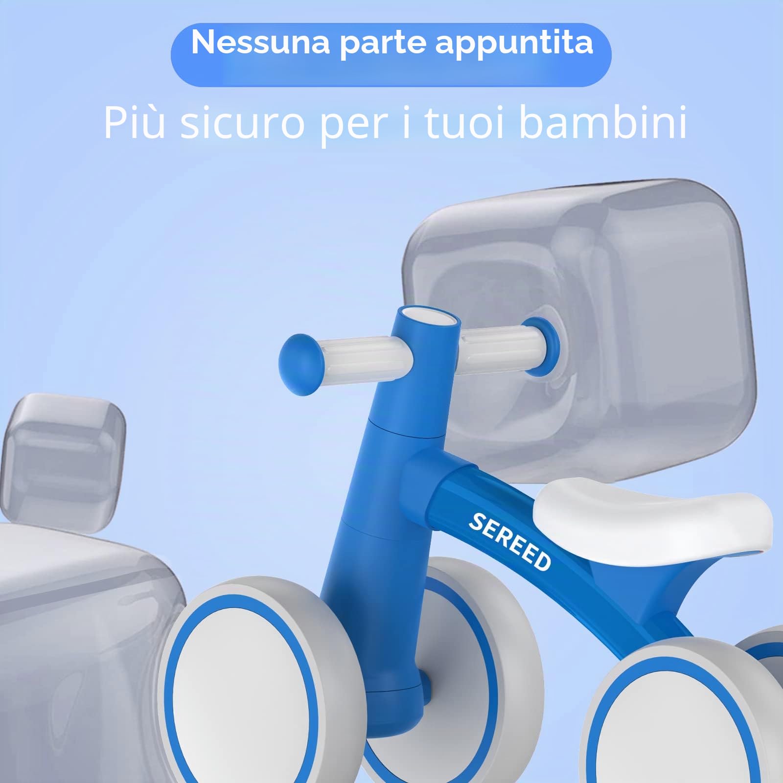SEREED Bicicletta per bambini a partire da 1 anno, giocattolo per bambini da 12 a 24 mesi, prima bicicletta senza pedale con 4 ruote per ragazzi e ragazze, regalo di primo compleanno