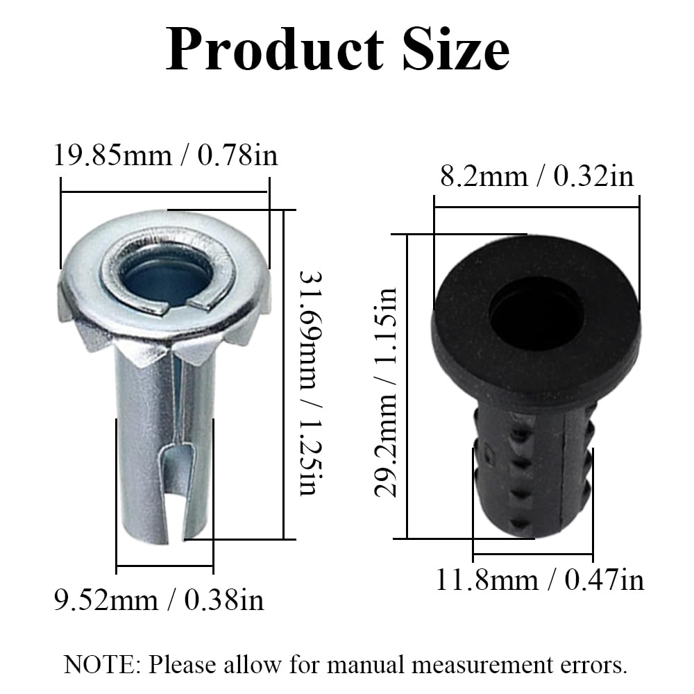 5pcs Caster Socket Sleeve Round Inserts Plastic Caster Insert Cap Caster Wheel Socket Sleeve Cover for Stem Grip Ring Caster Wooden Furniture Replacements (Black)