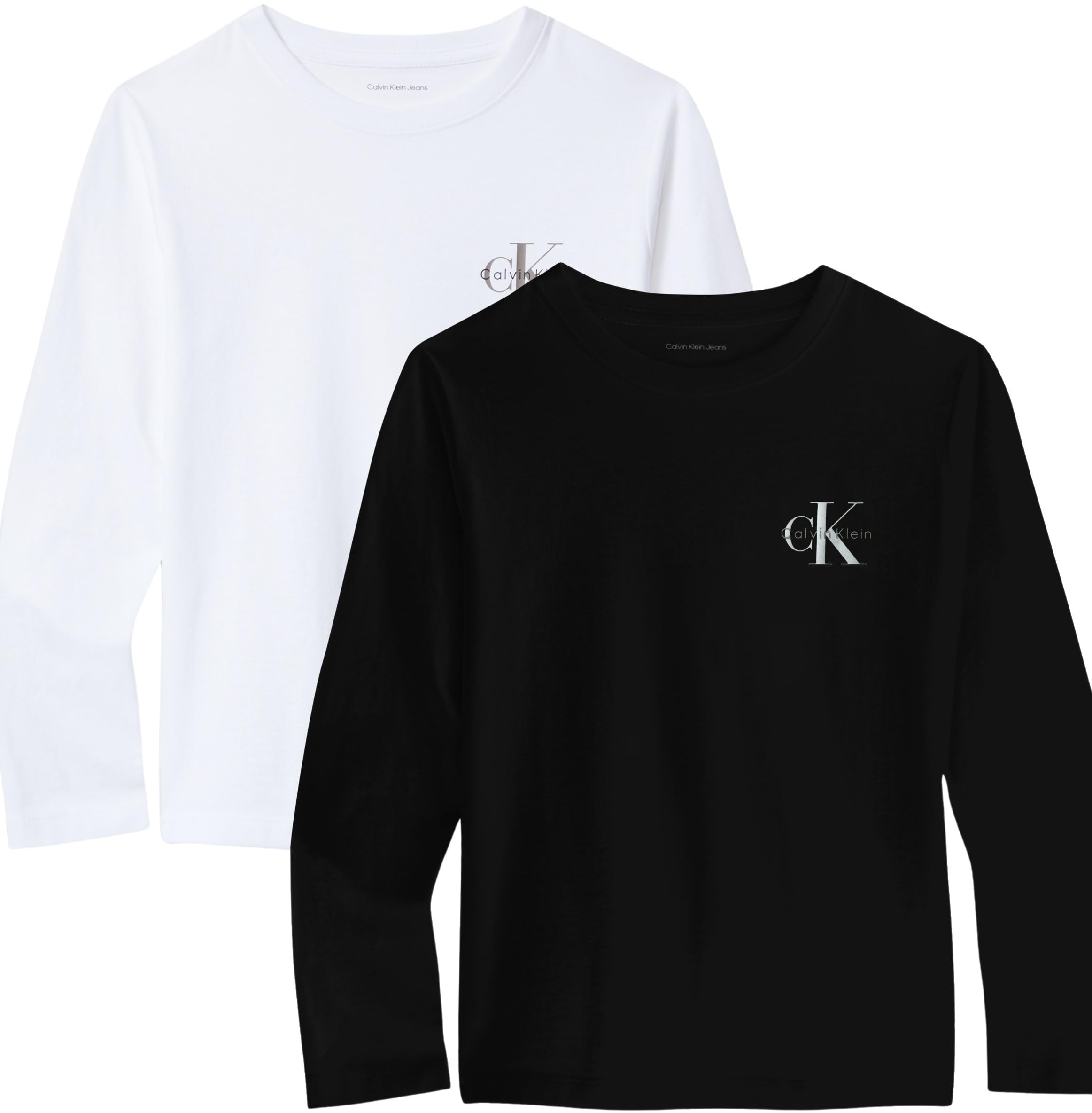 Calvin Klein 2p Chest Mono LS T-Shirt Ib0ib02255 Altri Top Bambini e Ragazzi (Pacco da 1)