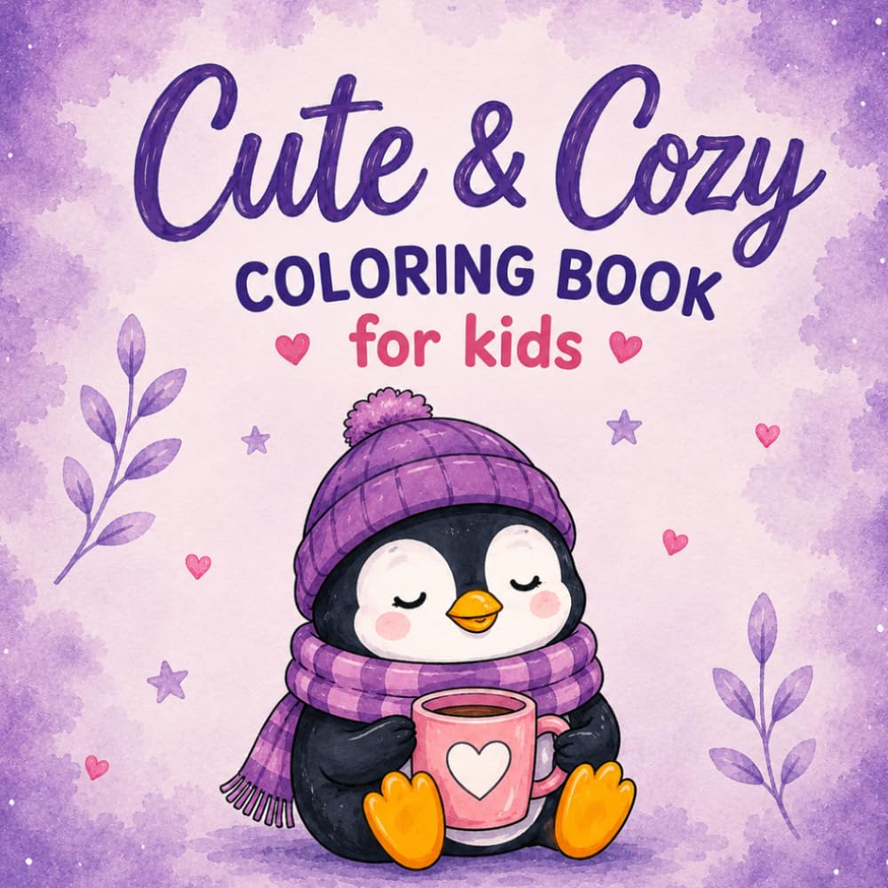 Cute & Cozy Coloring Book for Kids: Adorable Animal Coloring Pages with Sweet, Funny Quotes for Girls and Boys