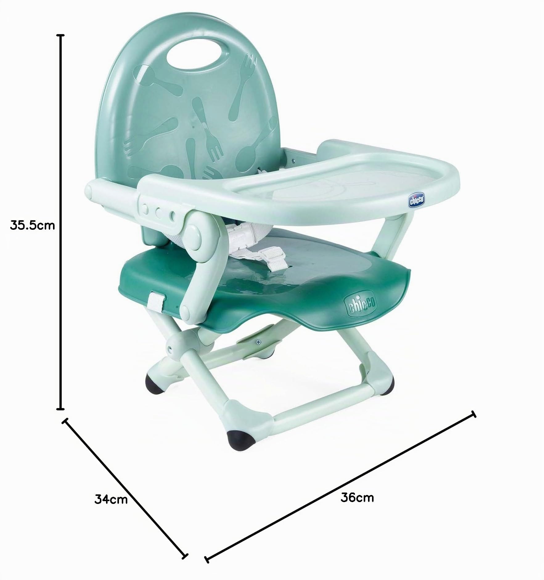 Chicco Pocket Snack Alzador de Silla para Niños para Comer, Apto de 6 Meses hasta 3 Años (15 kg), Trona de Viaje Portátil y Ajustable para Bebés, Compacta y con Bandeja Desmontable - Verde (Sage)