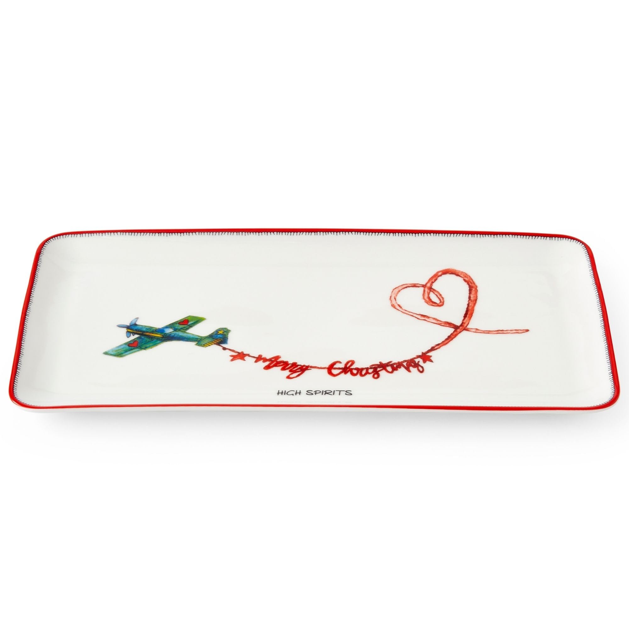 Spode Kit Kemp 12" Doodles Serving Tray - Fine China Dessert Server for Sandwiches, Snacks, Appetizers, Dishwasher Safe Christmas Tableware for Home