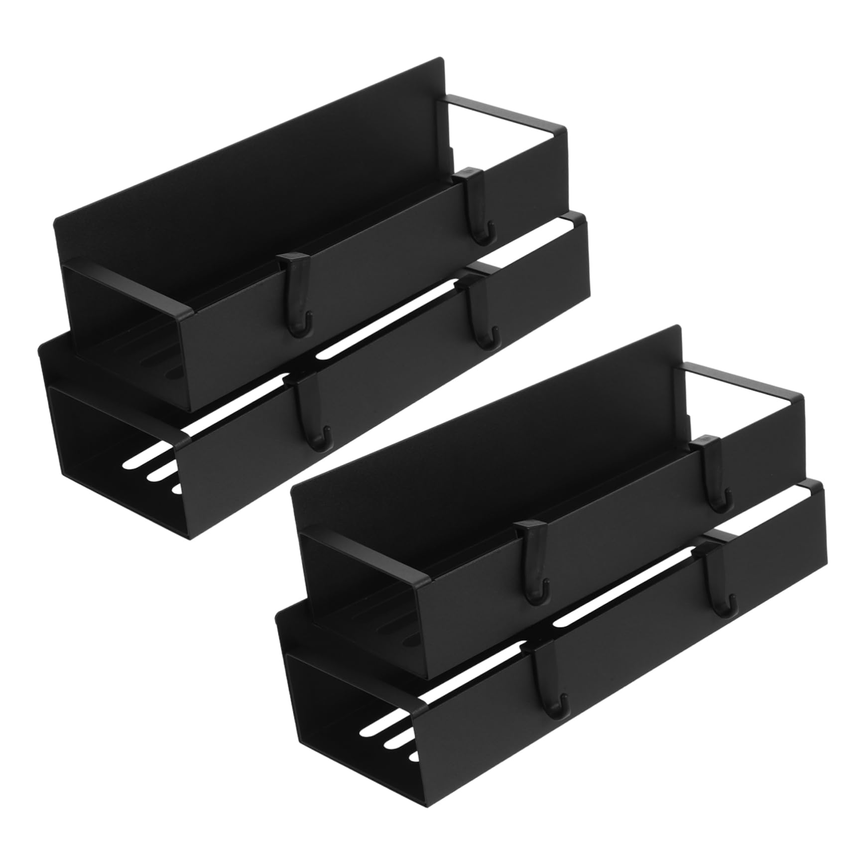 Organizador de Especias de Pared, 4 Piezas, Hierro Negro, sin Taladro