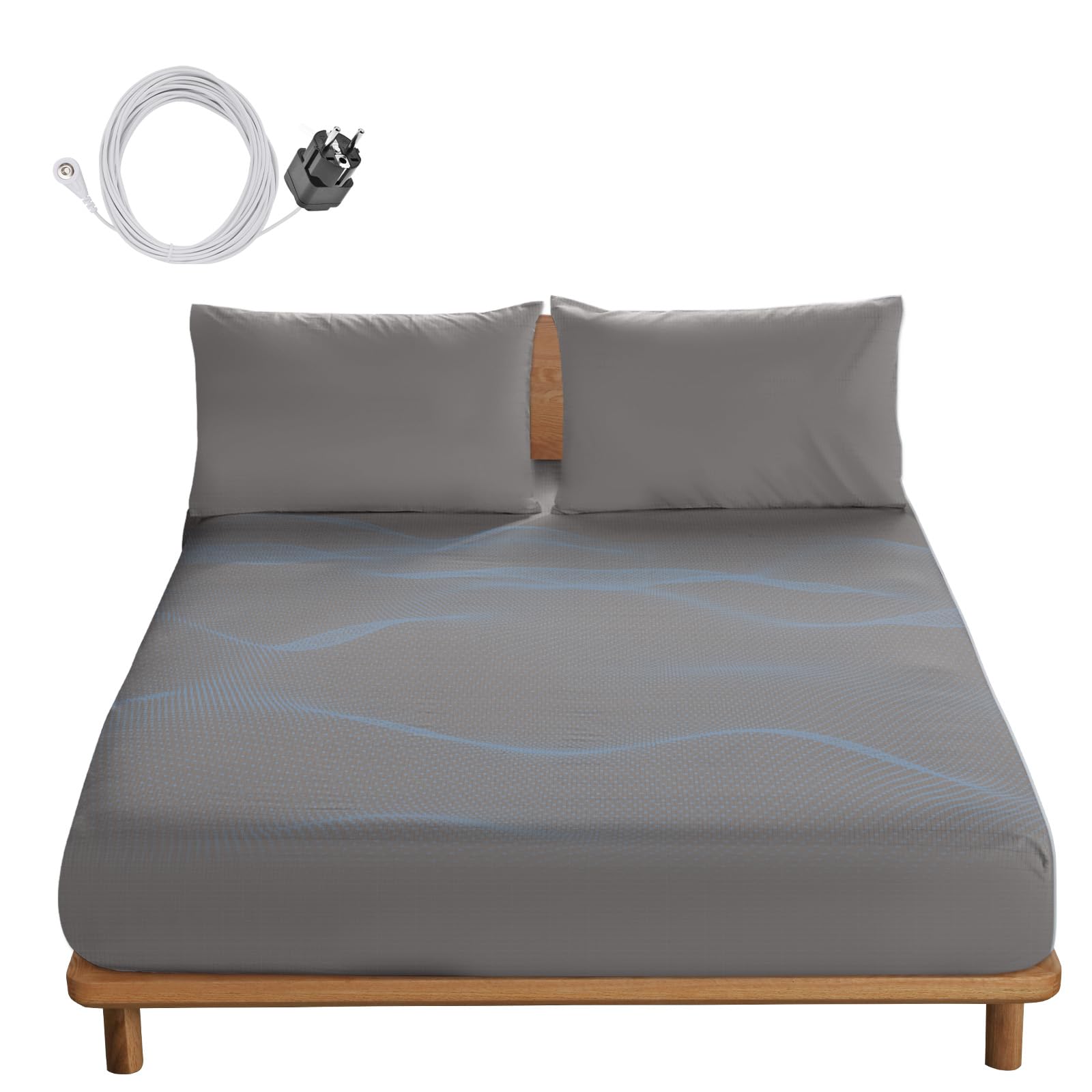 panthem Erdung Spannbettlaken 180x200 cm ​Grau, 38CM Tiefe Tasche Erdungsbettlaken Erdung Bettlaken für Besseren Schlaf und Hilfe bei Angstzuständen, Baumwolle und Silberfaser Grounding Sheet
