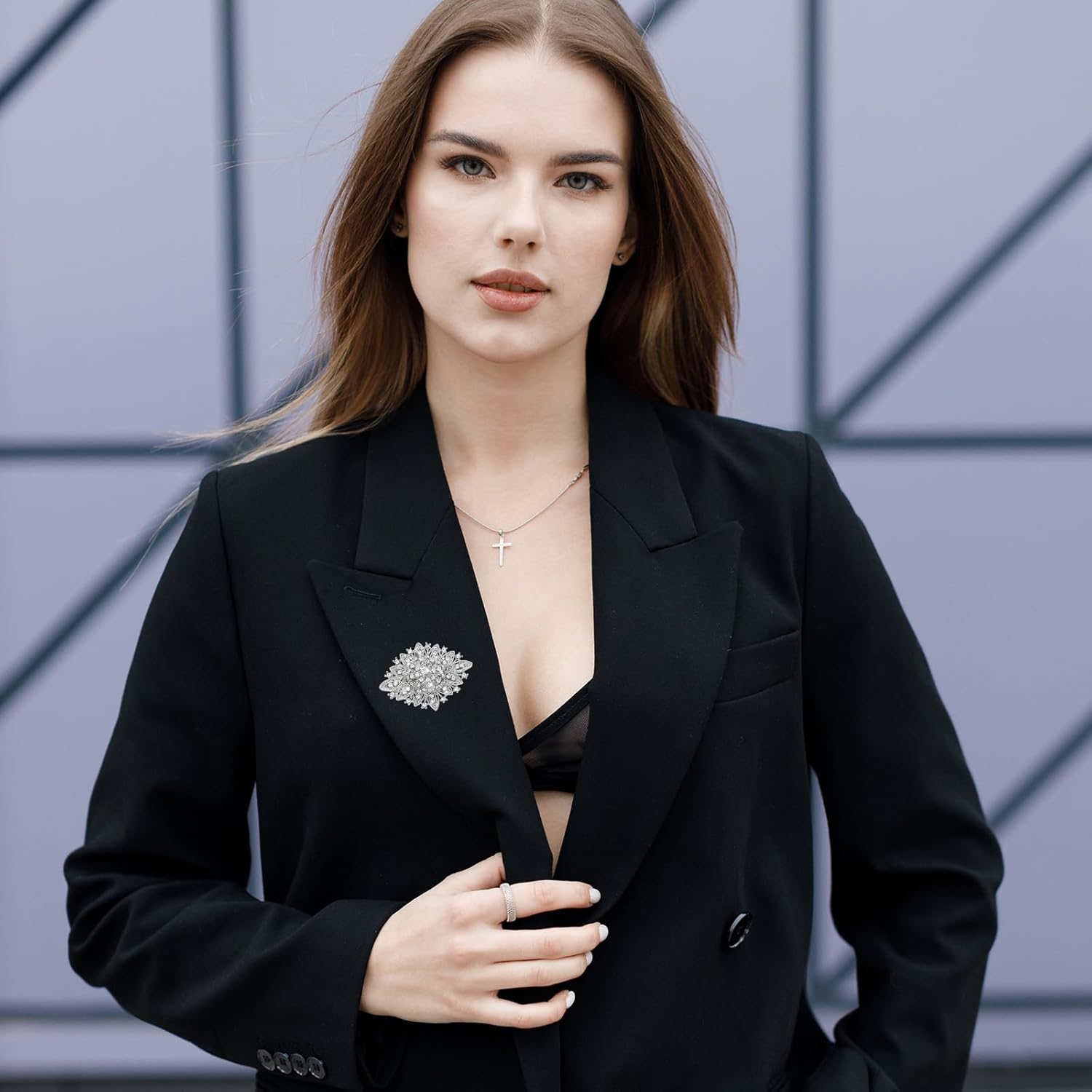 Vintage Rhinestone Brooch for Women, Elegant Broach for Dresses, Art Deco Crystal Rhinestone Brooches Pin for Wedding Christmas Festival Jewelry Gift - Image 5