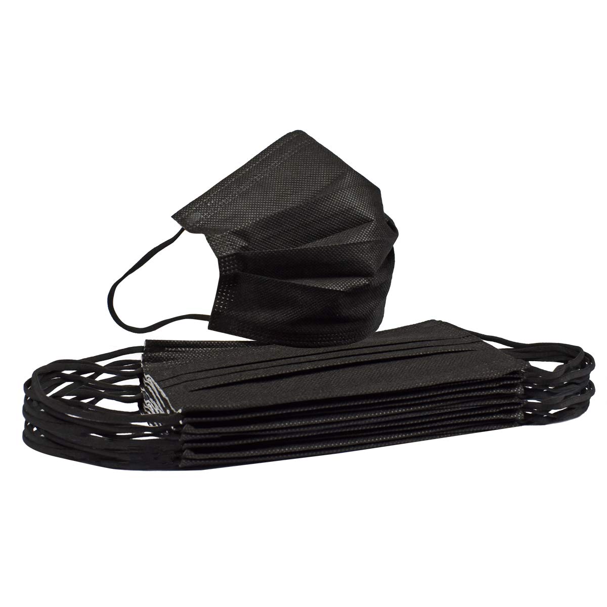 Black Disposable Masks | Pack Of 50 | 3-Layer Face Covering | Suitable for Sensitive Skin, TPBLACK3PLYMASK