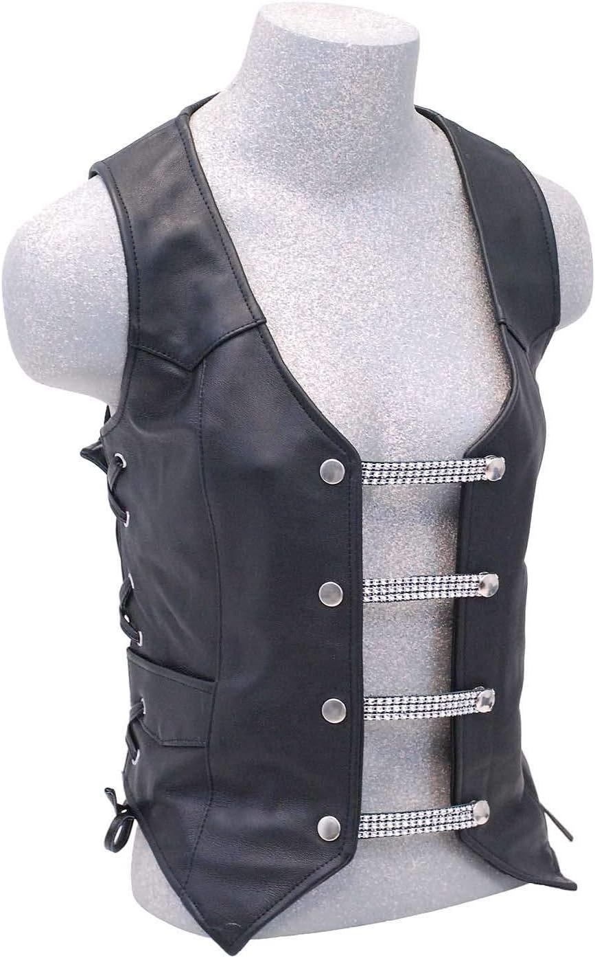 Jamin Leather® - 4'' Simulated Crystal & Leather Vest Extenders (Set Of 4) Made in USA #VC14101LCK