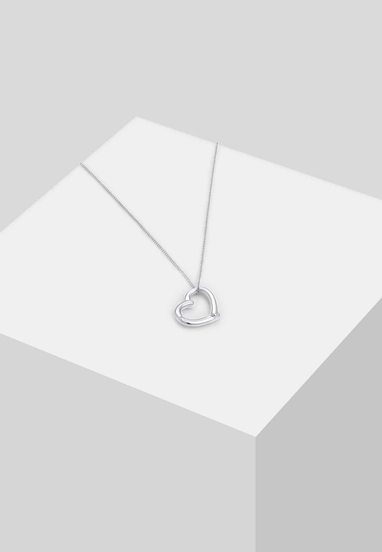 Elli DIAMONDS Halskette Damen Herz Anhänger Liebe Elegant mit Diamant (0.015 ct.) in 925 Sterling Silber