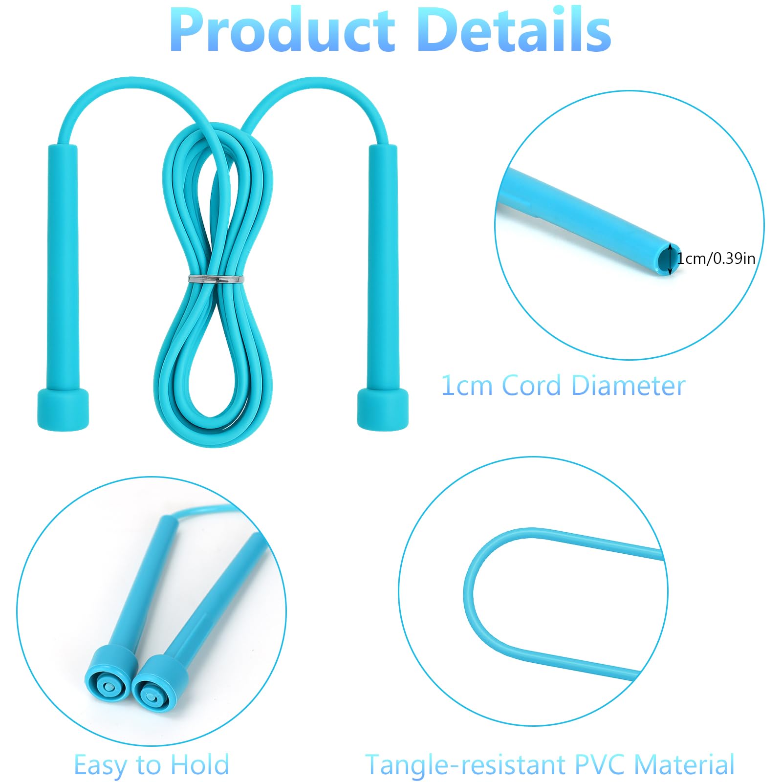 PVC-Springseil, verstellbare Springseile für Erwachsene und Kinder, weiche, leichte Übungsseile mit Kunststoffgriffen für Gewichtsverlust, Training, Rennen (2,8 m, 10 Farben)