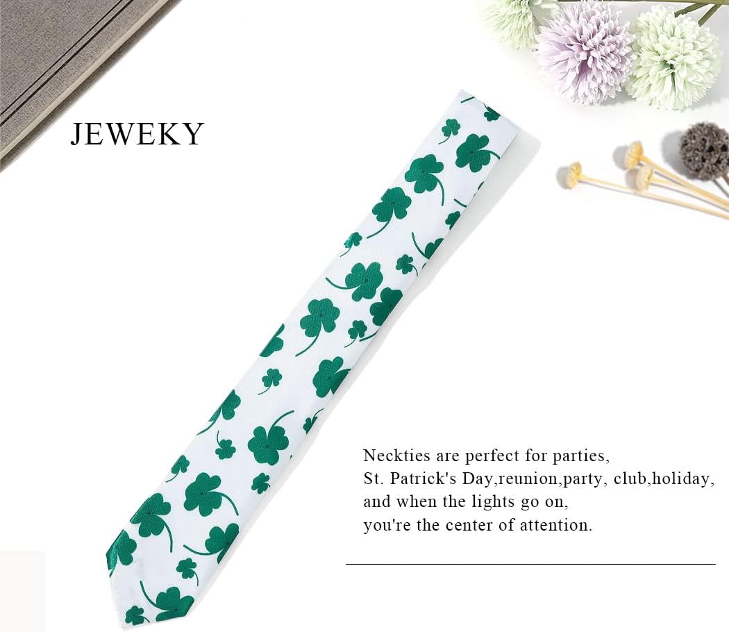 JEWEKY Christmas Novelty Necktie Green Clover Ties Party Holiday Rave Clothing Accessory for Men and Women image 4
