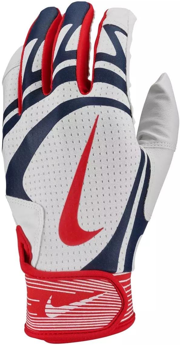 Nike Huarache Edge Youth Baseball Batting Gloves Pair White | Navy | Red Small