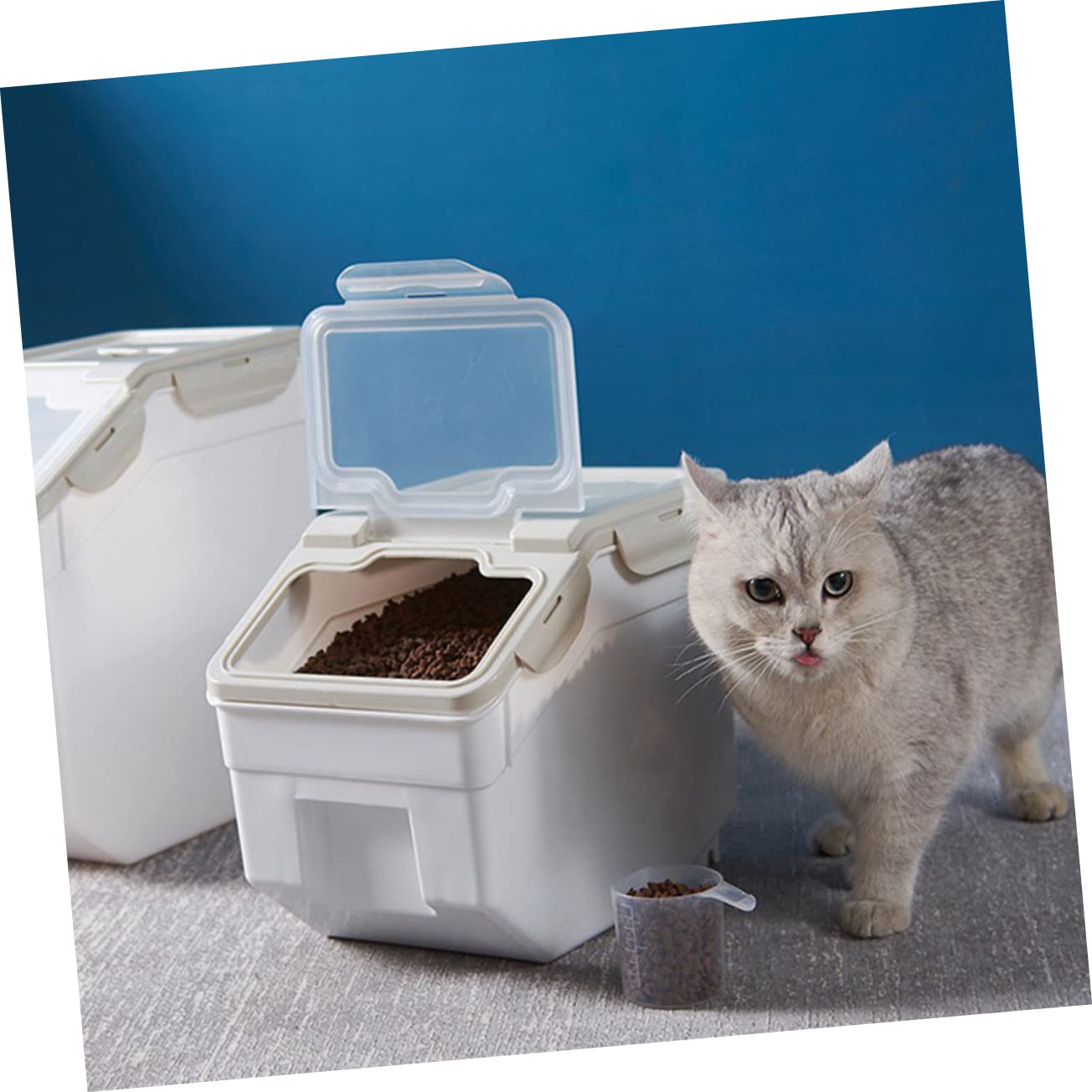 TOYANDONA Luftdichter Tierfutterbehälter aus Pp in Beige Sicher und Gesund Einfache Aufbewahrungsbox für Hundefutter und Reis Praktischer Futtertonne in Größe S