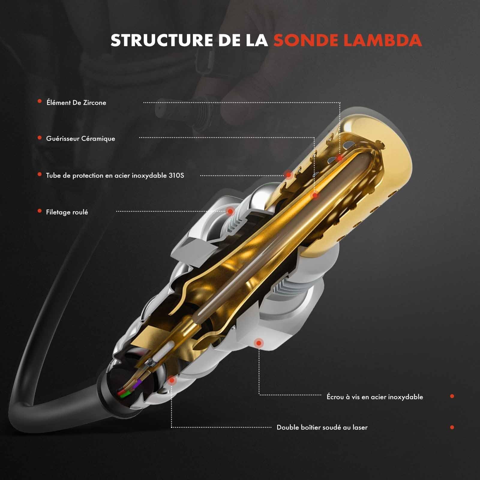Frankberg sonde lambda, sonde de contrôle 55188205 | Compatible avec: Coléoptère 5C1 5C2, O.c.t.a.v.i.a II Combi 1Z5, Plateau/châssis C.r.a.f.t.e.r 30-50 2F, Scénic II JM0/1