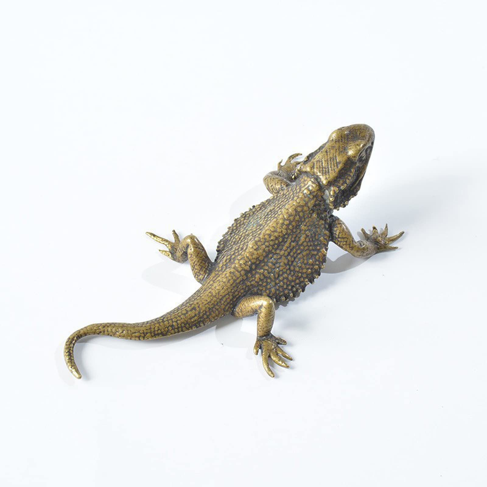 NGDFGR Solid Copper Lizard Figurine, Brass Reptile Lizard Model Statue Study Desk Bar Coffee Table Ornament