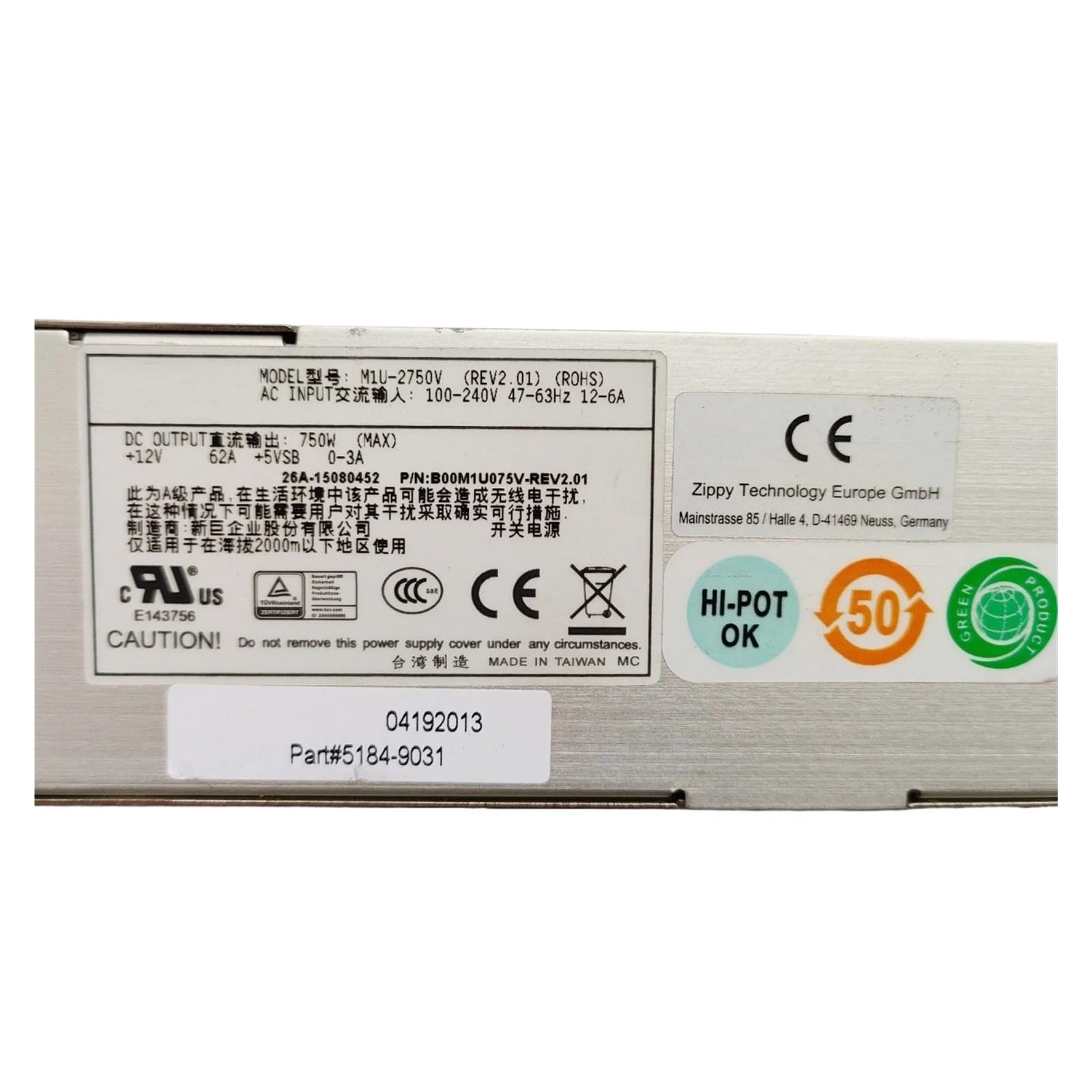 TPKMVGAP M1U-2750V power supply 750W