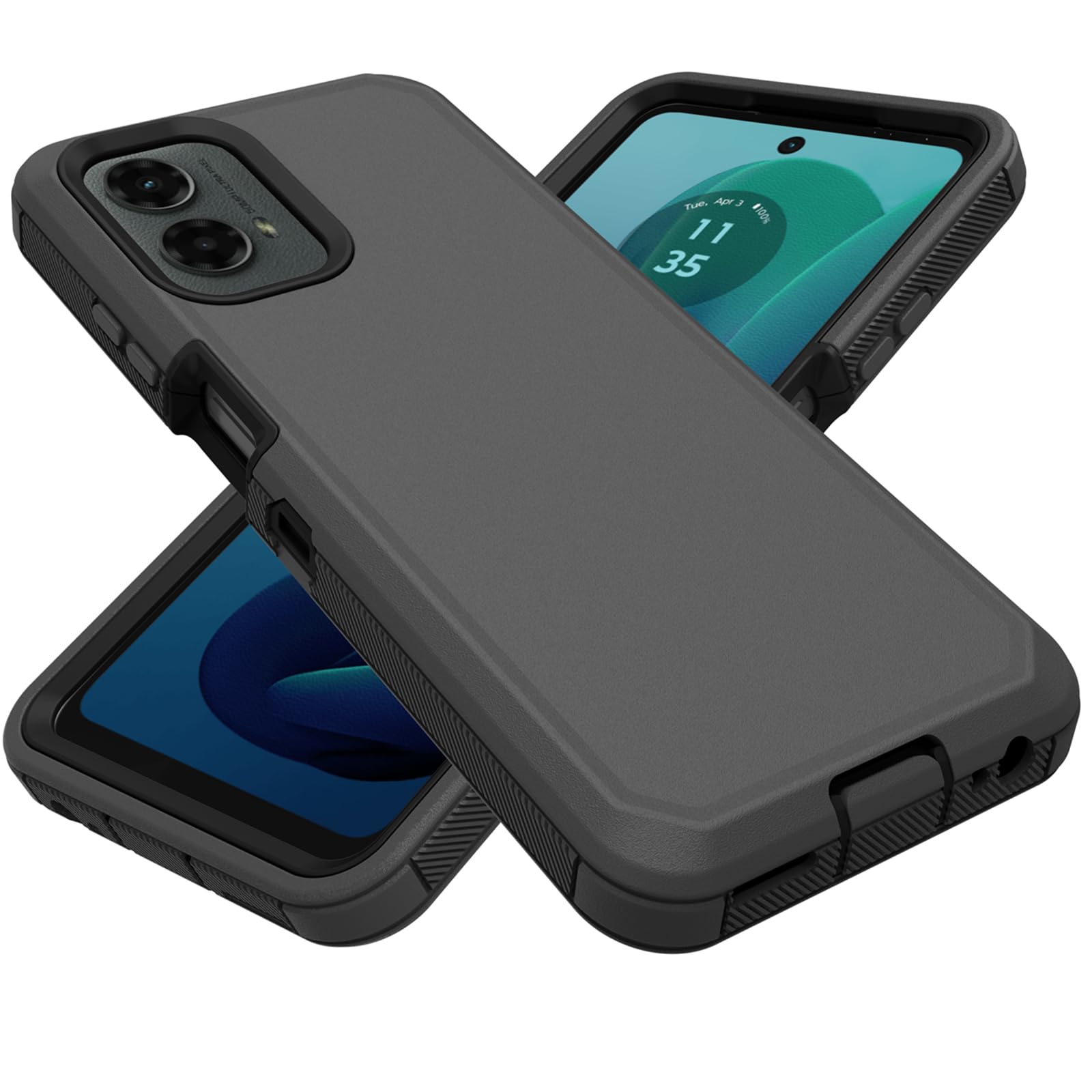 TIOZOLY for Motorola Moto G 5G 2024 Case, Heavy Duty Defender Case Dustproof Shockproof Protection 3 in 1 Rugged Phone Cover for Moto G 5G 2024 (Black