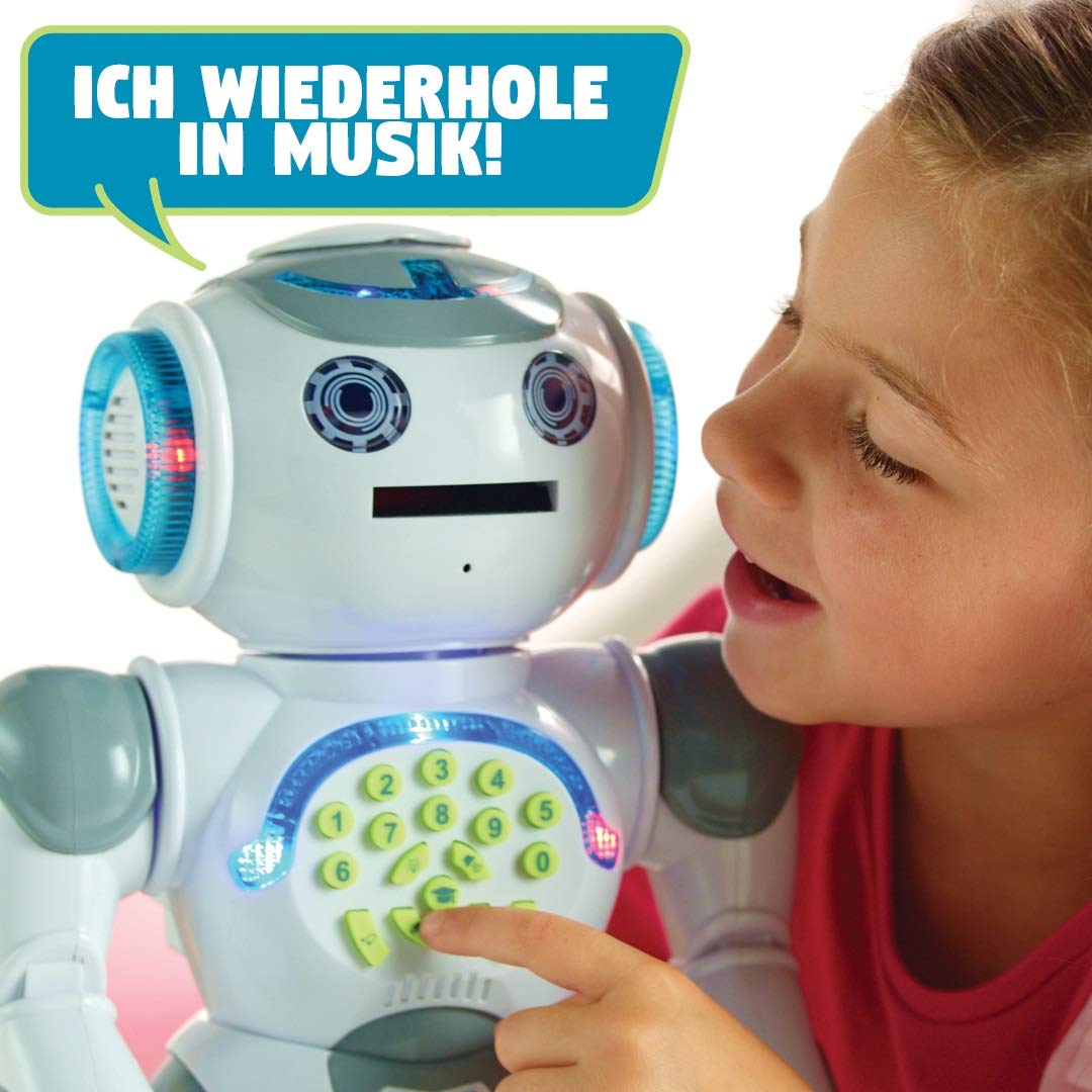 Lexibook, Powerman Max, Fernbedienung Gehen Sprechender Spielzeugroboter, STEM Programmierbare, Tänze, Singen, Lernquiz, Schießende Discs, Sprachwiederholung, Deutsch, ROB80DE