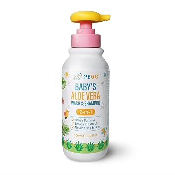 PEGO Baby Shampoo & Body Wash 2-in-1 with Aloe Vera & Vitamin B5,10.1fl. oz