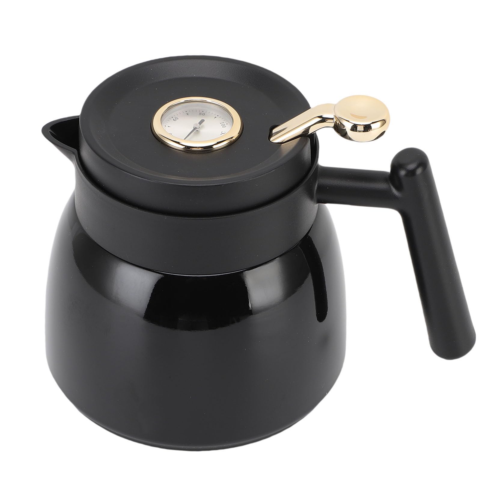 Jiawu Izolowany Czajniczka Wykonana ze Stali Nierdzewnej z pyszną pokrywką do Gorących Zimnych Napojów 880 Ml pojemność (BLACK)