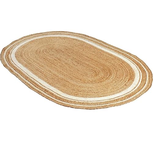 DN Handicraft Alfombra reversible de fibra natural india, 300 x 420 cm, color marrón, ovalada de yute Cover