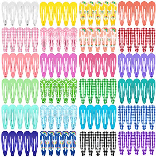 Preisvergleich Produktbild HBselect 120Stk Haarspangen (12 verschiedene Farben+ 12 verschiedene Mustern mit je 4 stk) mehrfarbige Hairclips für Mädchen Kleinkinder Damen