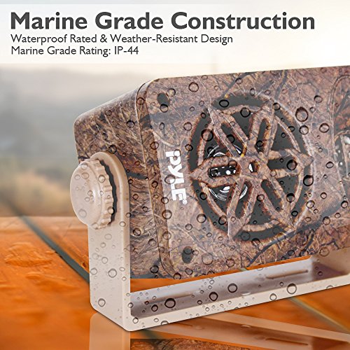 Pyle Dual Waterproof Outdoor Speaker System - 3.5 Inch Pair 3-Way Weatherproof Wall/Ceiling Mounted Camo Style Mini Dual Speakers W/Heavy Duty Grill, Universal Mount, Patio, Indoor Use Plmr24Dk #TOP3