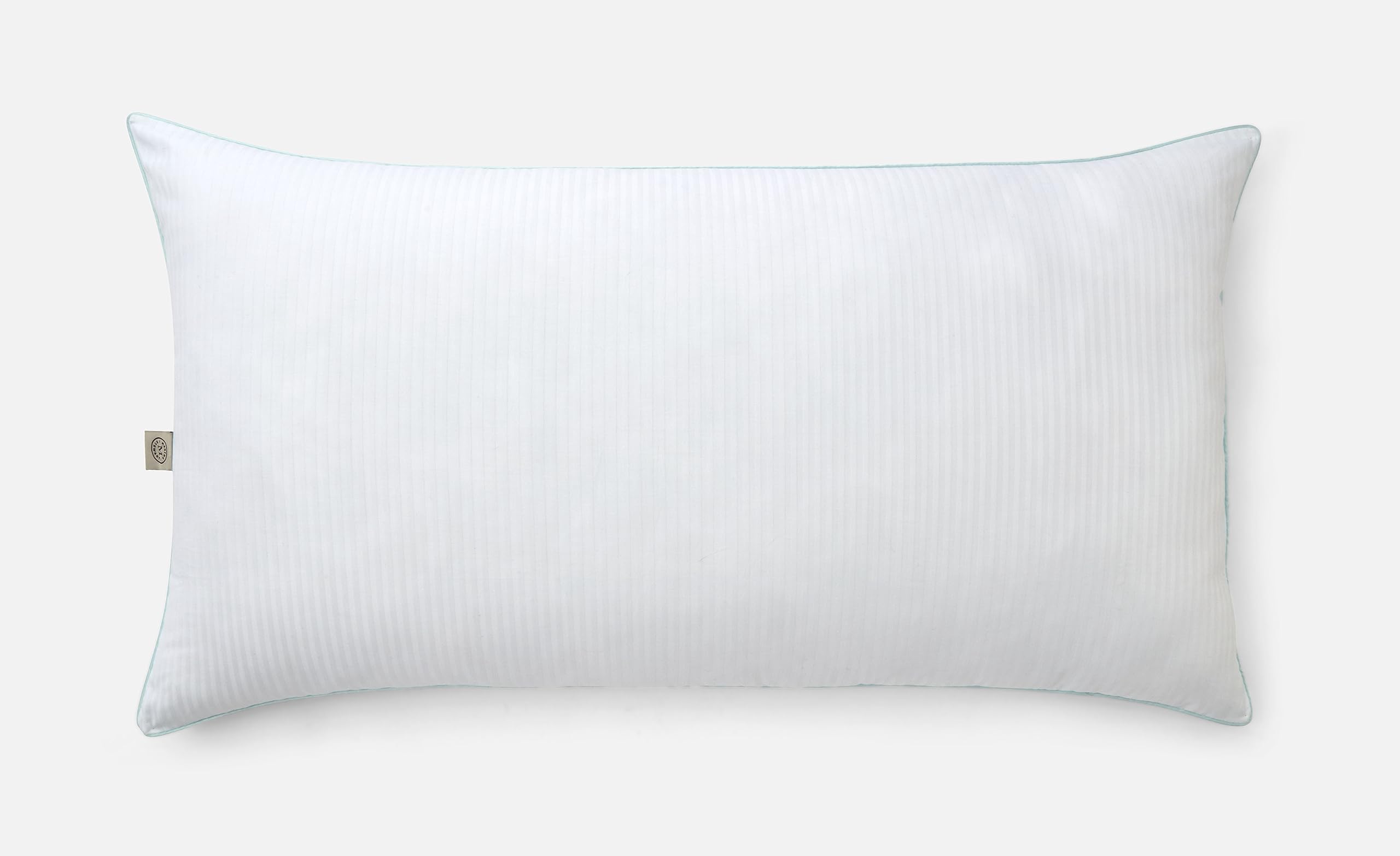 MARTHA STEWART Down Alternative Pillows King Size Set Of 2, Plush Cooling Pillow for Back, Stomach or Side Sleepers, Memory Foam-Like Fiber Fill, Dobby Stripe, 20" x 36", White