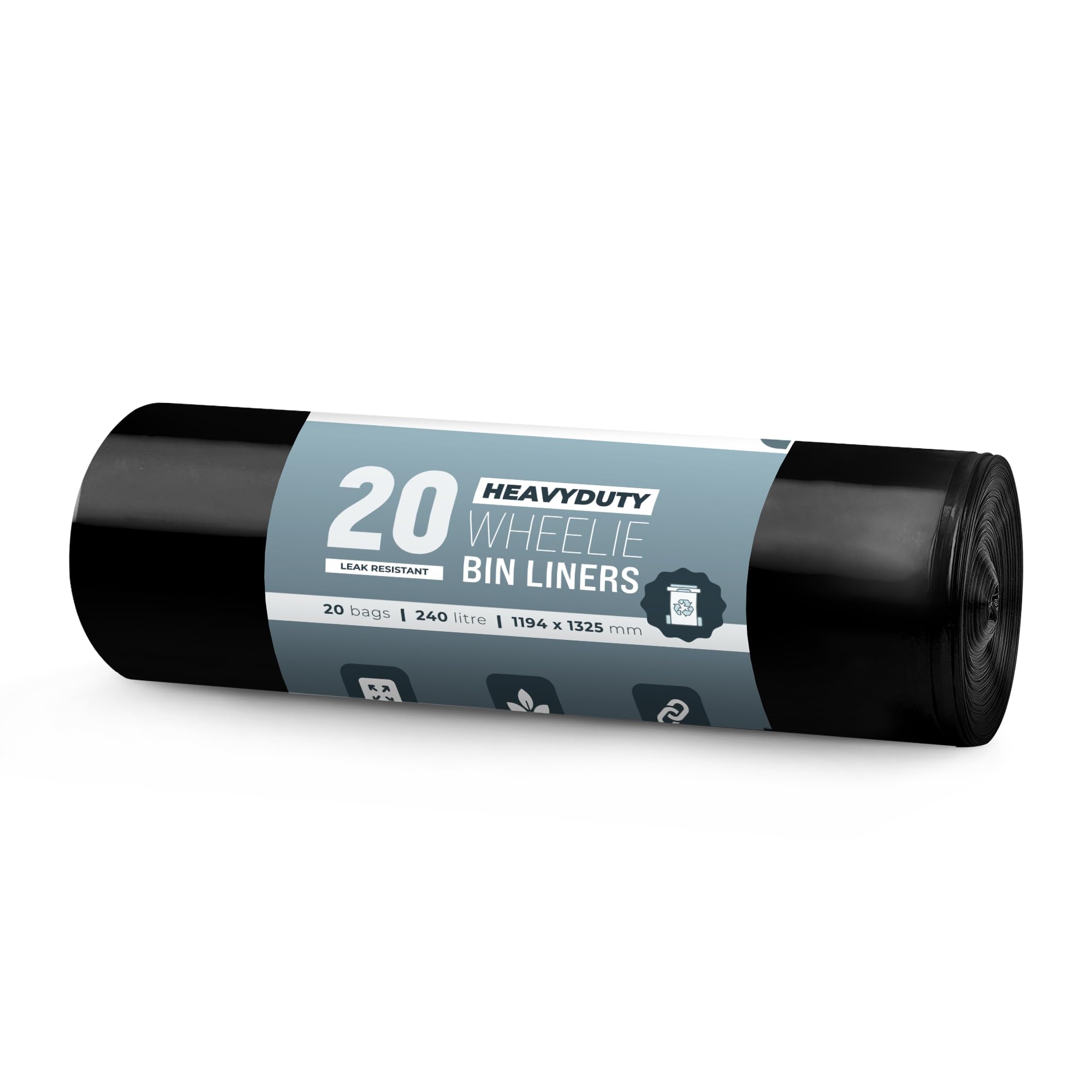 Ecobag - Eco-Friendly Wheelie Bin Liners - 240L - 18 Microns - Heavy Duty & Leak Resistant Recycling Bags for Garden, Kitchen, House, Office & Caterers (Heavyduty (27μm))