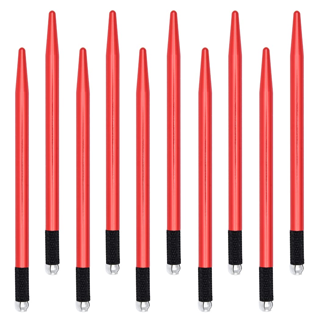 XIAOYU 10 Pieces Microblading Pens Kit Light Manual Fog Tattoo Eyebrow Pens for Makeup Handmade Eyebrow Tool Supplies(Red)