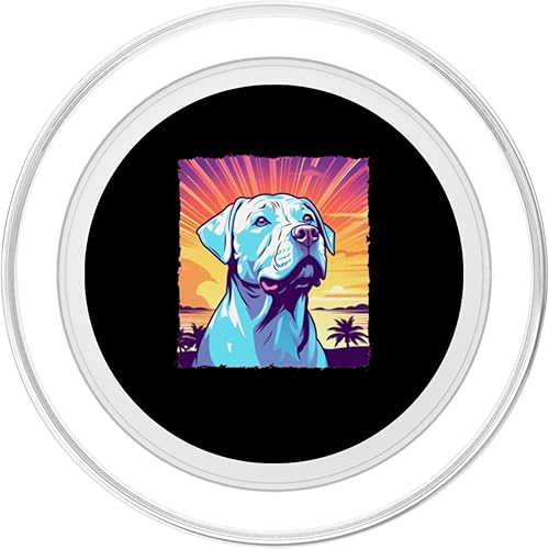 Miniatura 2 de Dogo Argentino 80s Synthwave Sunset Vintage PopSockets PopGrip for MagSafe