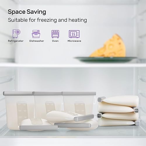 Miniatura 6 de Nuliie 7 bolsas de almacenamiento de leche materna de silicona reutilizables, bolsas de leche materna a prueba de fugas, bolsas de leche materna sin