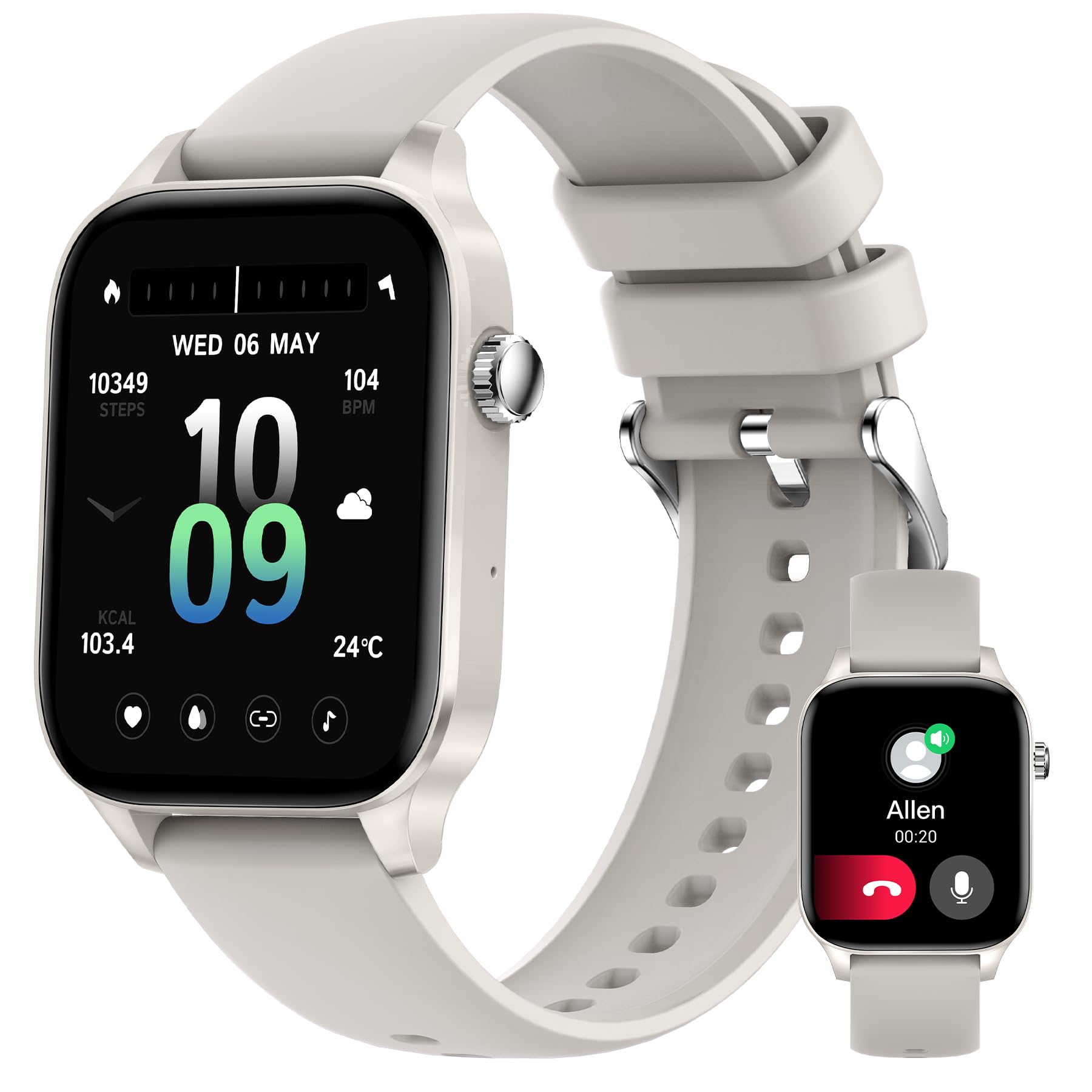 HXQHSTBG Orologio Intelligente Donna, 1,85" Smartwatch con chiamate, orologio sportivo digitale con monitoraggio del sonno, 120+ sport, smart watch con contapassi per Android iOS, IP67 (Grigio)