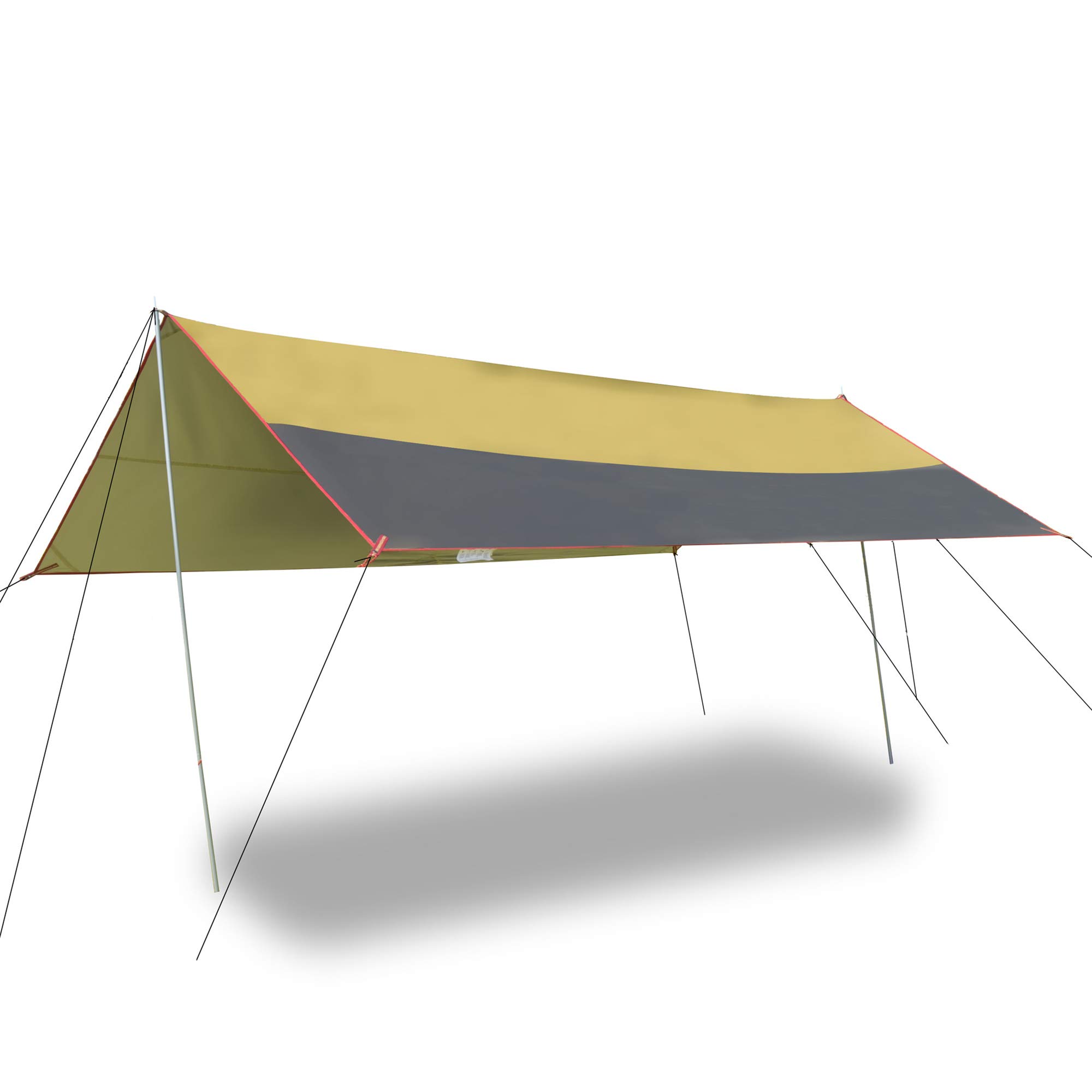 HIOD Bâche de Camping Tente de Mouche de Pluie Abri de Pluie Léger Coupe-Vent Imperméable, Pare Soleil Portatif pour la Randonnée de Voyage, 3M X 3M,