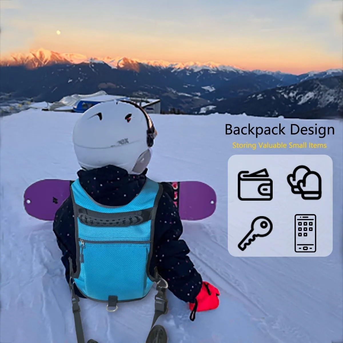 Torby na buty narciarskie Uprząż narciarska dla dzieci, plecak, regulowany pas do snowboardu, smycz do kontroli prędkości, deskorolka dla dzieci plecak narciarski
