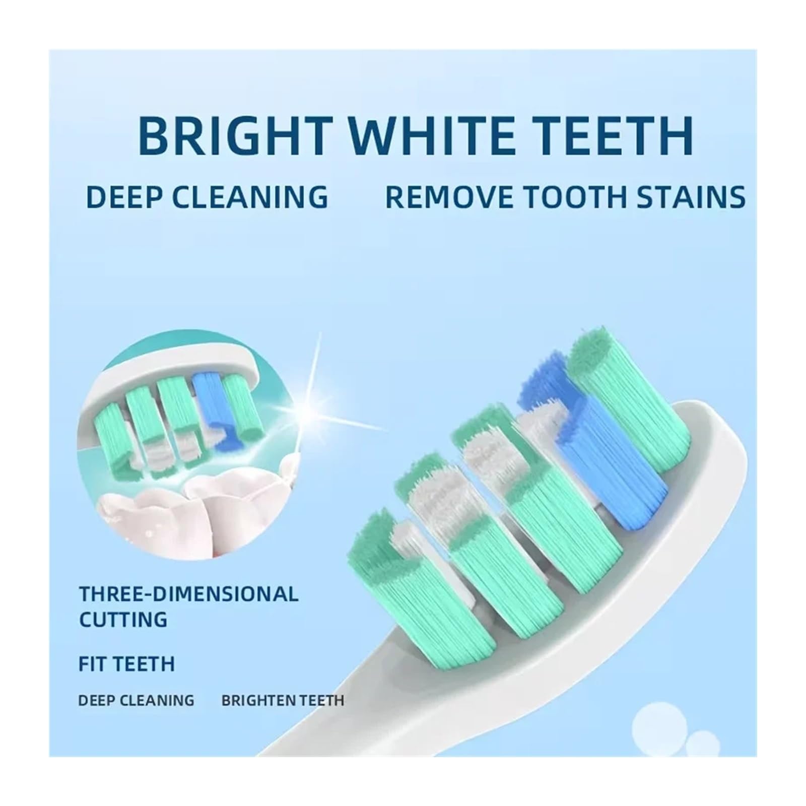 Testine di ricambio for spazzolino da denti 3/6/9 pezzi, compatibili con testina for elettrico 1100 2100 4100 5100 5300(9pcs Blue)