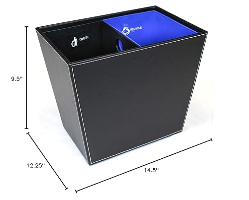Vista 4 de Papelera de reciclaje, cuero sintético con revestimientos clasificados de fuego codificados de doble color. 14.25 "x 9.5" x 12
