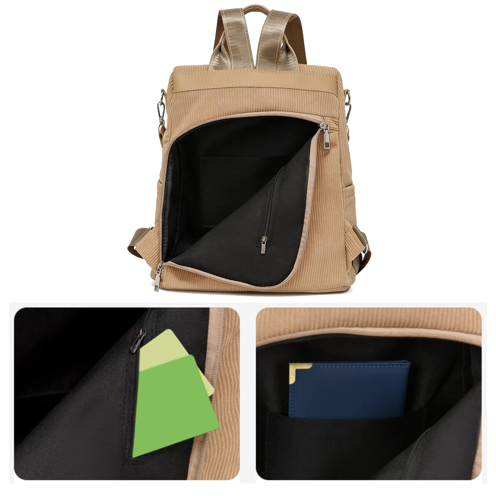 Sac à Dos Femme Antivol, Sacs à Main Portés Dos Femme, Petit Sac Bandoulière Fort Backpack Loisirs Casual Léger pour Voyage L'école Travail Université Collège Shopping
