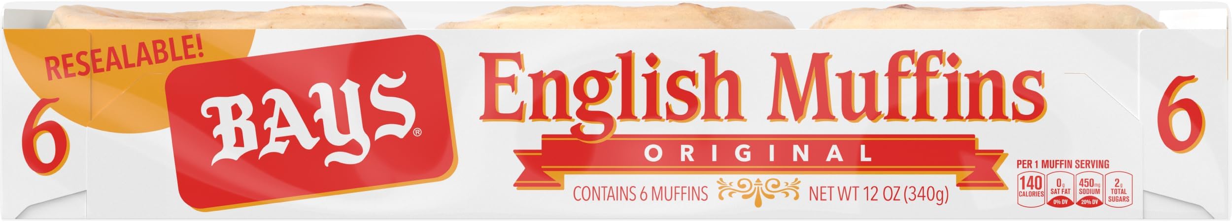 Bays Original English Muffins, 6 count, 12 oz